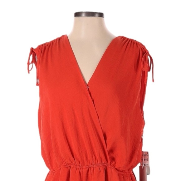 Chelsea28 Orange Fire Sleeveless Wrap Romper L Nordstrom Pockets NWT - Picture 3 of 11
